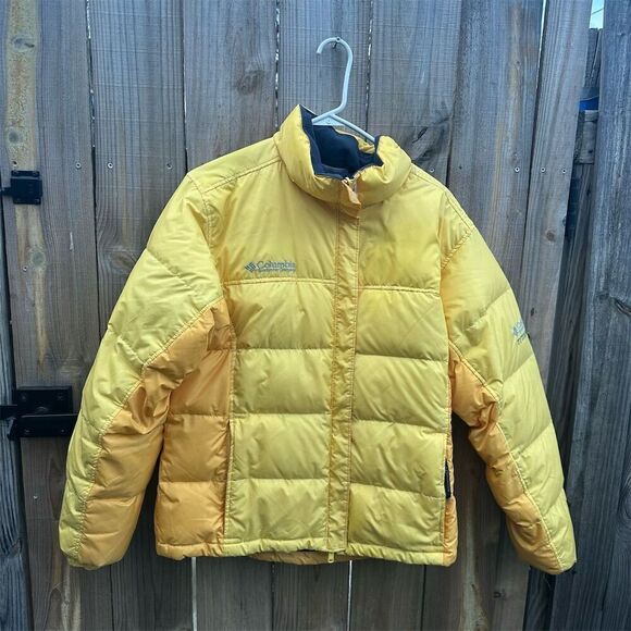 Vintage Columbia Women's Yellow Puffer Jacket Large Winter Omni-Heat Mid-Length - Picture 1 of 10